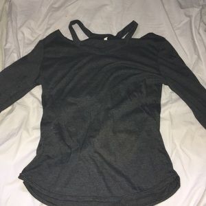 Grey cut out shoulder top